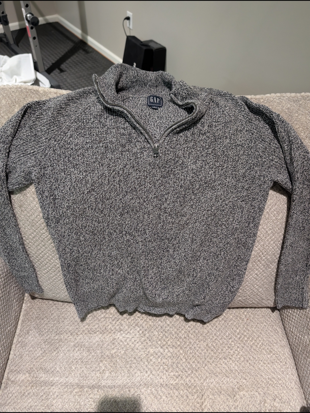 GAP Men's Zip Mock Neck Sweater in Charcoal Heather